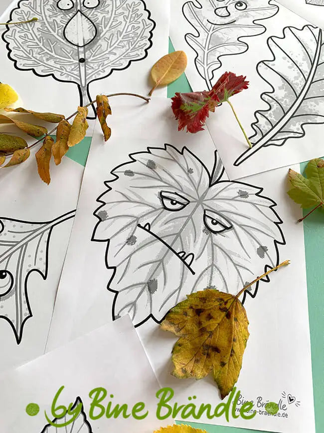 Große Blätter - Lustige Herbstblätter in A4 – Bines Download Shop
