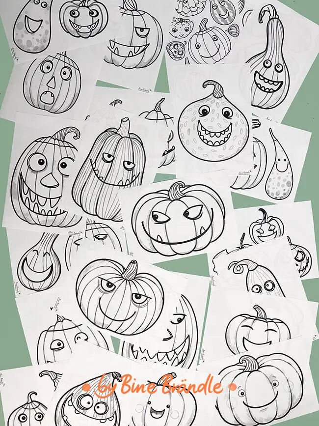Kürbisse - Tolle Halloween Deko als PDF-Download – Bines Download Shop