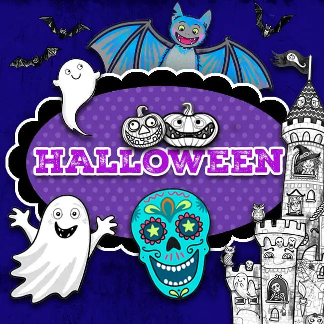 Gruselige Ausmalbilder und Vorlagen für Halloween von Bine Brändle
