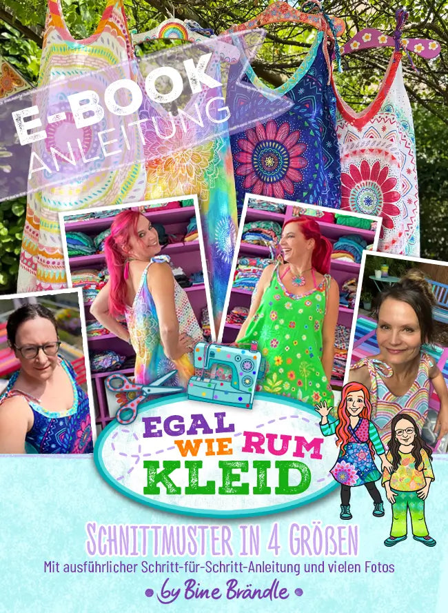Egal-wie-rum Kleid E-Book Anleitung, Schnittmuster in 4 Größen zum Selbernähen von Bine Brändle.