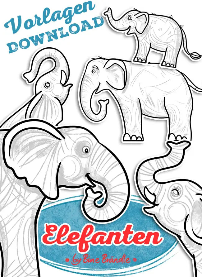 Elefanten  Druckbare Elefantenfamilie mit Rabatt  Bines Download Shop