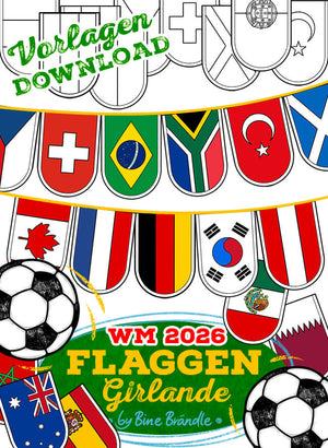 WM 2026 Flaggen PDF – Flaggengirlanden & Fensterbilder zum Ausdrucken