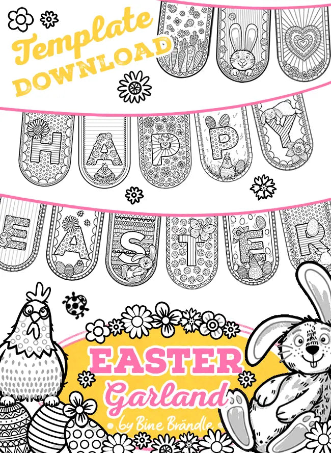 Colorful Easter Garland template download for creating festive decorations and crafts.