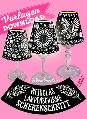 Weinglas Lampenschirme Frühling & Sommer – Tischdeko DIY | PDF Sofortdownload