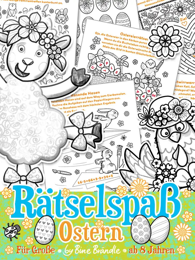Rätselspaß Ostern – Großes Rätselheft mit bunten Frühlingsmotiven für Kinder ab 8 Jahren.