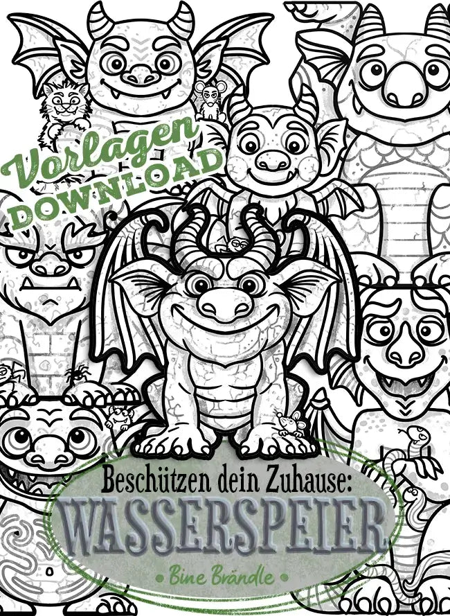 ausmalbilder efeu Wasserspeier Ausmalbilder – Halloween zum Ausdrucken – Bines Download Shop