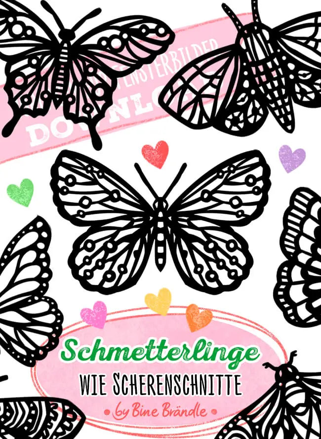 Schmetterlinge wie Scherenschnitte – Bines Shop