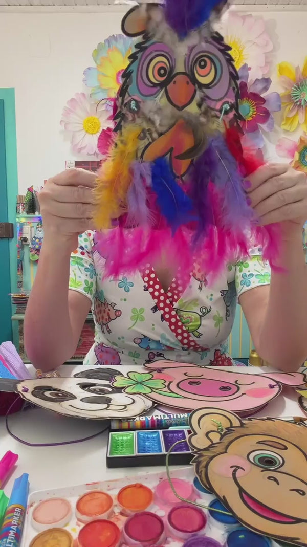 Bunte Tiermasken - Animal Masks mit einem Adler, Affen, Bär, Elefant, Eule und mehr - Tiermasken zum Ausmalen.